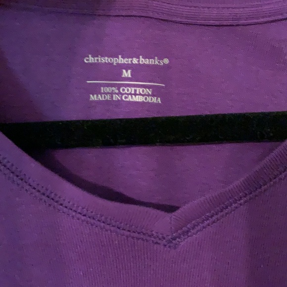 NWT Christoper & Banks purple v-neck top - Picture 5 of 8
